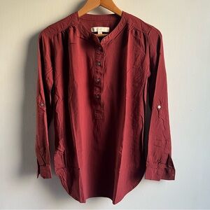 LOFT Women's Burgundy Button Down Shirt